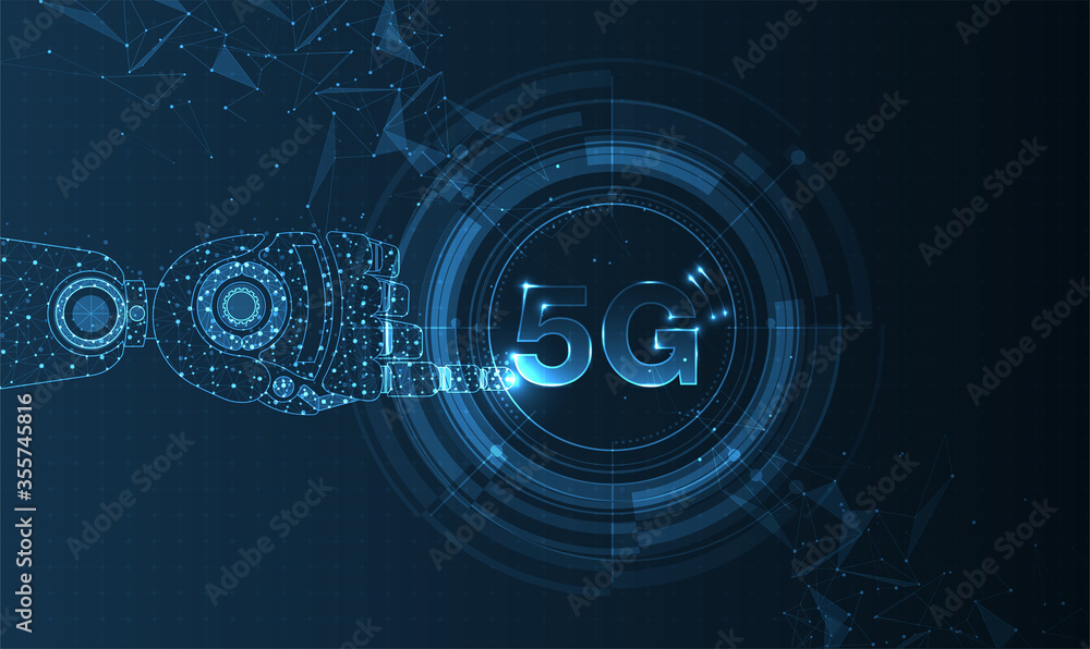 Aufkleber 5g network wireless internet wi-fi connection and internet of things with modern. high speed innovat
