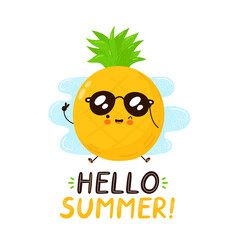 Cute happy funny pineapple fruit