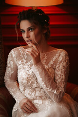 Fototapeta premium Perfect fashion model woman with beautiful hairstyle. Prom or bride girl