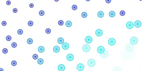 Light BLUE vector doodle background with flowers.