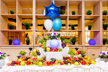 this is a beautiful table with fruit snacks