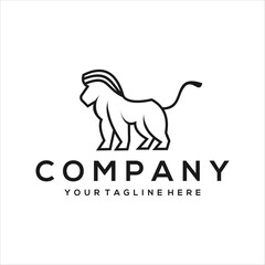 Lion Logo line style vector template can be edited