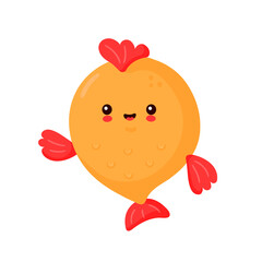 Cute happy funny fish. Vector cartoon character