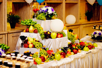 this is a beautiful table with fruit snacks