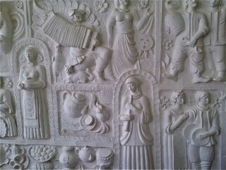 Fragment white walls with a stucco pattern