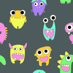 seamless pattern with monsters vector illustration
