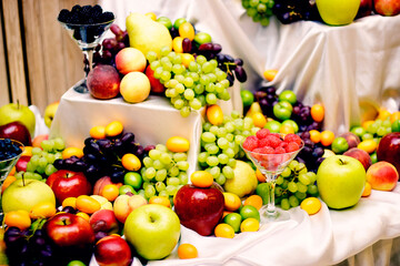 this is a beautiful table with fruit snacks
