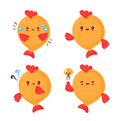 Cute happy funny fish set collection