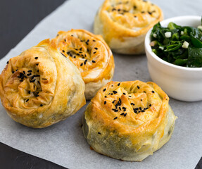 freshly baked spinach pie 