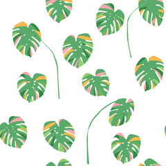 Fototapeta na wymiar Palm leaves seamless pattern