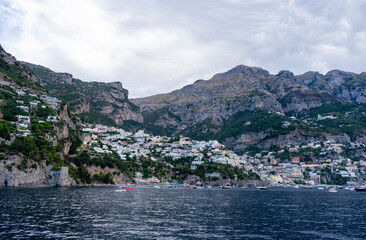 Fototapeta premium Italy, Campania, Positano - 14 August 2019 - Panoramic view of the beautiful Positano