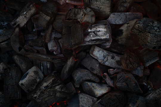 Texture embers closeup. Embers after a fire. © Alex