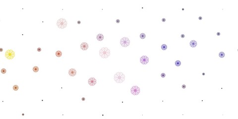 Light Pink, Yellow vector doodle template with flowers.