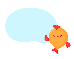 Cute happy funny fish with speech bubble