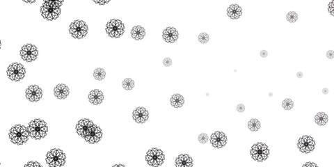 Light Gray vector doodle texture with flowers.