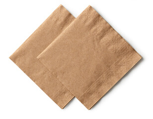 two brown paper napkins