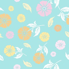 Vector ornament of color. Seamless background with leaves.