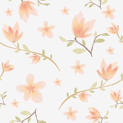 Vector flower pattern of leaves and twigs.