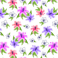 Lilies pattern flowers print, colorful floral patterns