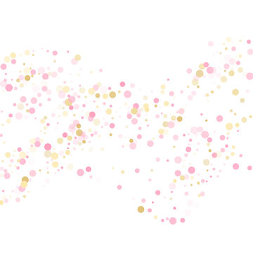 Pink Rose Gold Circle Dots Confetti Vector Background