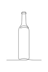 Glass bottle of wine in continuous line art drawing style. Minimalist black linear sketch isolated on white background. Vector illustration
