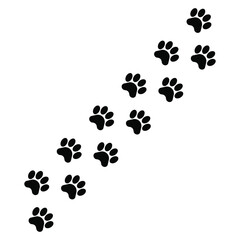 Black silhouette of a animal paw print isolated pet or wildlife footprints traces illustration