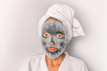 Korean beauty face mask foam charcoal bubbles at home self-care treatment asian girl removing dead...