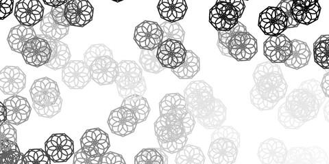 Light Gray vector doodle background with flowers.