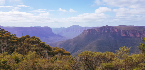 view of the blue mountains national park in australia