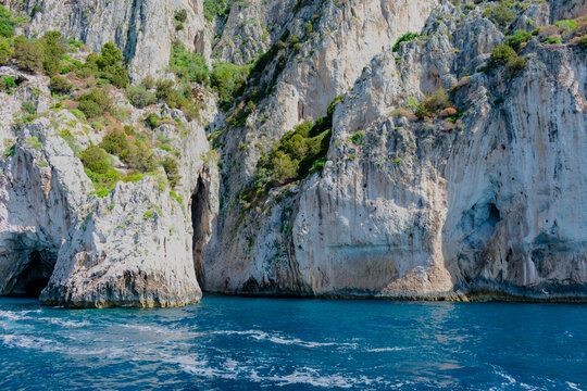 Italy, Campania, Capri - 14 August 2019 - The beautiful rocks of the island of Capri