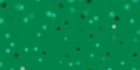 Light Green vector doodle texture with flowers.