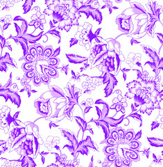 Beautiful Indian Floral Paisley Ornament Print Flowers pattern for textile design