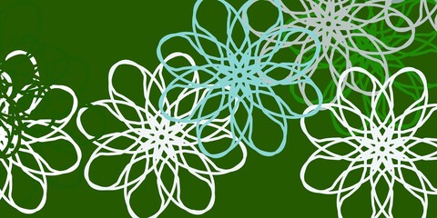 Light Green vector doodle background with flowers.