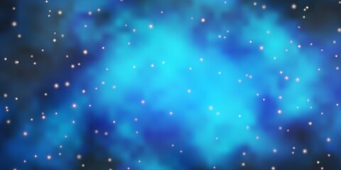 Obraz premium Dark BLUE vector layout with bright stars. Decorative illustration with stars on abstract template. Best design for your ad, poster, banner.