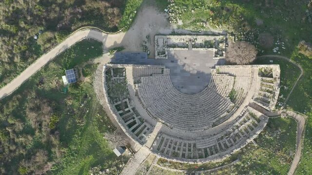 Segesta Theatre zenith view drone footage