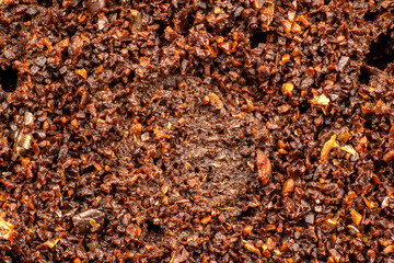 Old coffee grounds for the background.