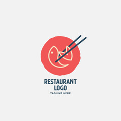 Fish and seafood restaurant logo, BBQ Fish and Sushi logo, Fish logo with minimalis style