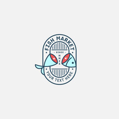 fish logo vector illustration, fish market logo, fish guard logo, fish contest, seafood label and badge