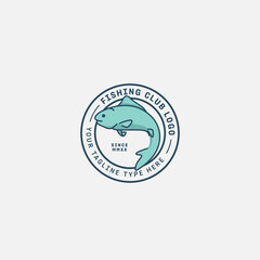 fish logo vector illustration, fish market logo, fish guard logo, fish contest, seafood label and badge