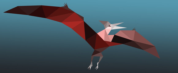 un reptile préhistorique en vol pteranodon en origami © raymond