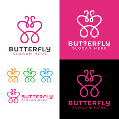 Line art butterfly logo, abstract butterfly for business woman logo design