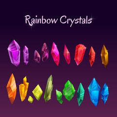 Beautiful colorful crystals set. Ruby, emerald, sapphire, brilliant gemstones.