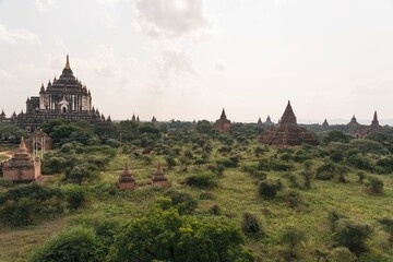 Fototapeta na wymiar Pagodas stupas and temples of Bagan in Myanmar, Burma