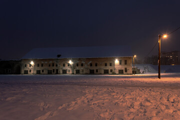 Croatia - View of the Fortress of Slavonski Brod (18th century) at wintry evening