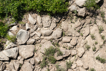 rocks in a dry creek viewed from above