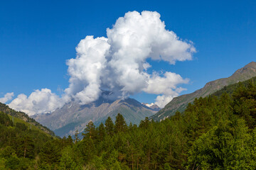 The cloud over the peak. Caucasus. Summer.