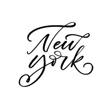 New York card. Modern vector brush calligraphy. Ink illustration with hand-drawn lettering. 