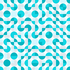 Teal repeat circle background with abstract geometric seamless textured pattern