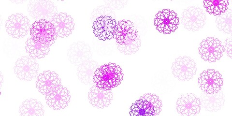 Light Purple vector doodle template with flowers.