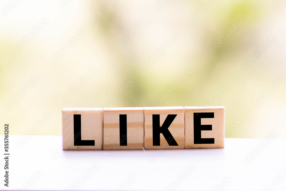 Poster wooden blocks with text like on a light background